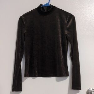 Vintage Brown Velvet Mockneck Top